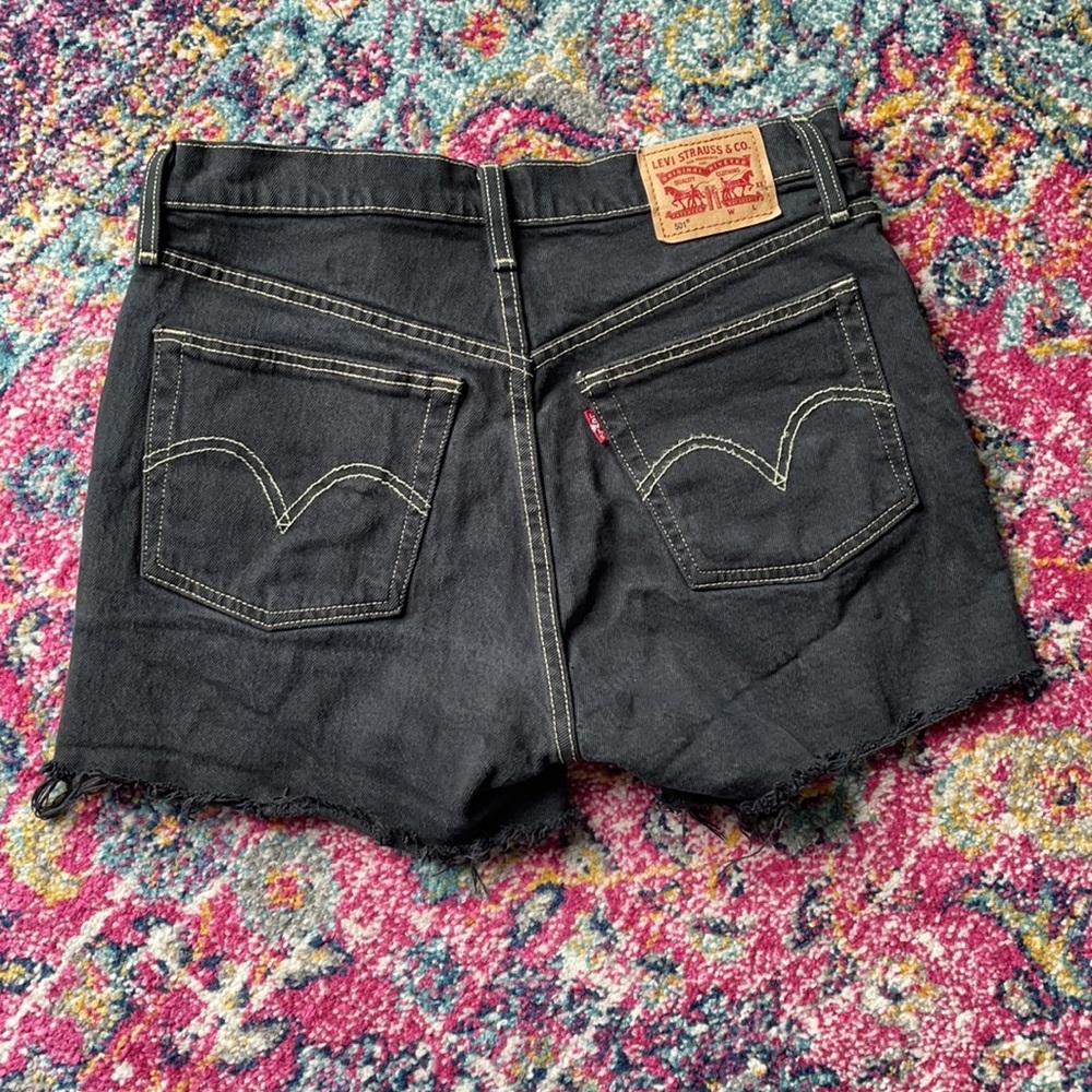 - - Levi’s 501 high waist black jean cutoff shorts 27